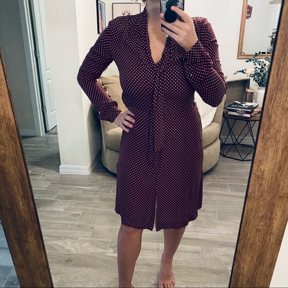 Michael Kors Silk Tie-neck Dot Dress - Picture 2 of 9